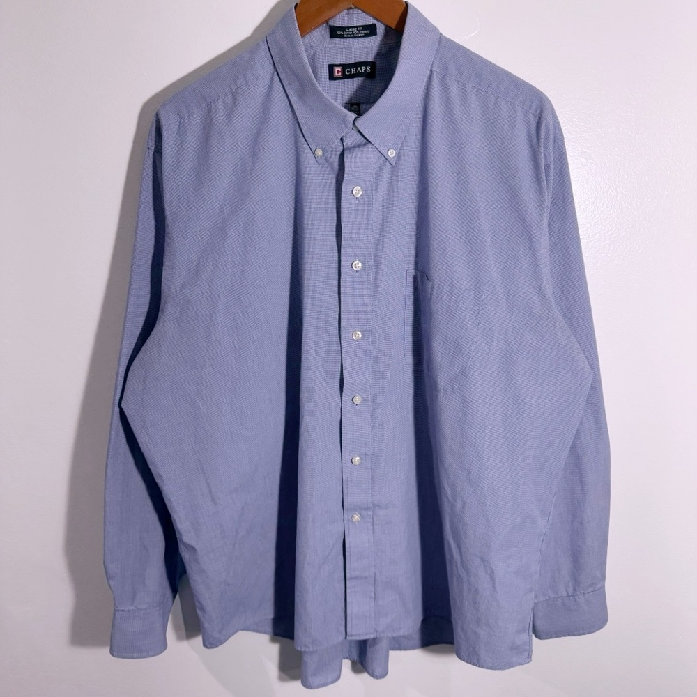 Chaps‎ Classic Fit Blue Long Sleeve Button Down Size XXL